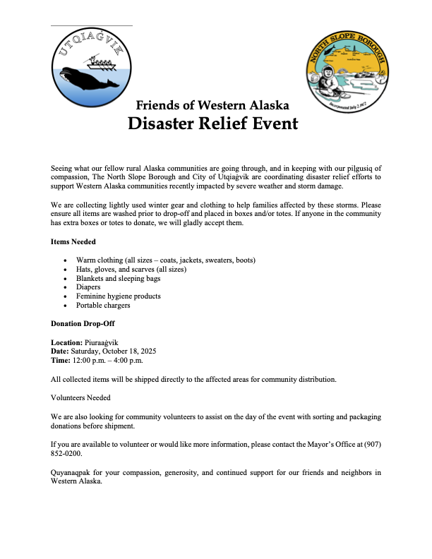 Friends of Western Alaska Disaster Relief Event Event 